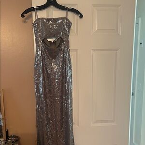 Emerald Sundae Silver Sequin Mini Dress